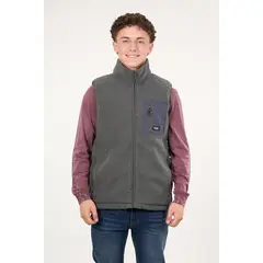 POLEMIC - Poleron sin mangas Mini sherpa full cierre Gris wi8314