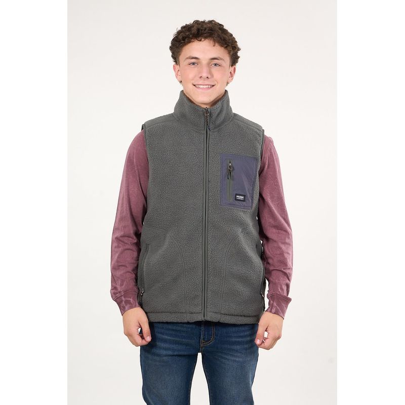 POLEMIC - Poleron sin mangas Mini sherpa full cierre Gris wi8314 Polemic