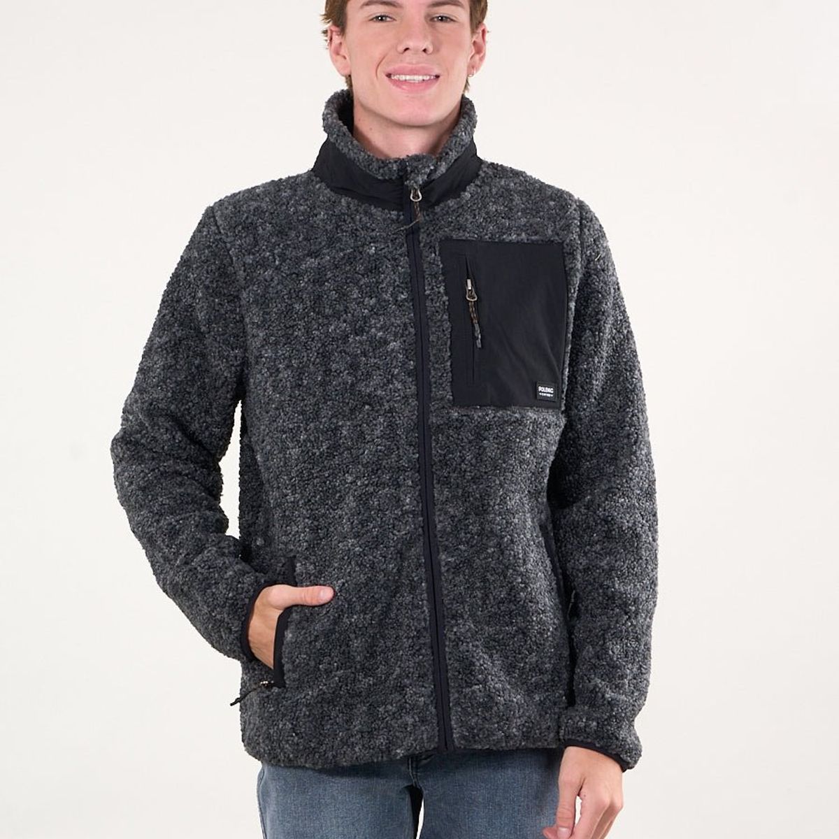 POLEMIC - Poleron Polar Sherpa Bonded con cierre Negro wi8316 Polemic