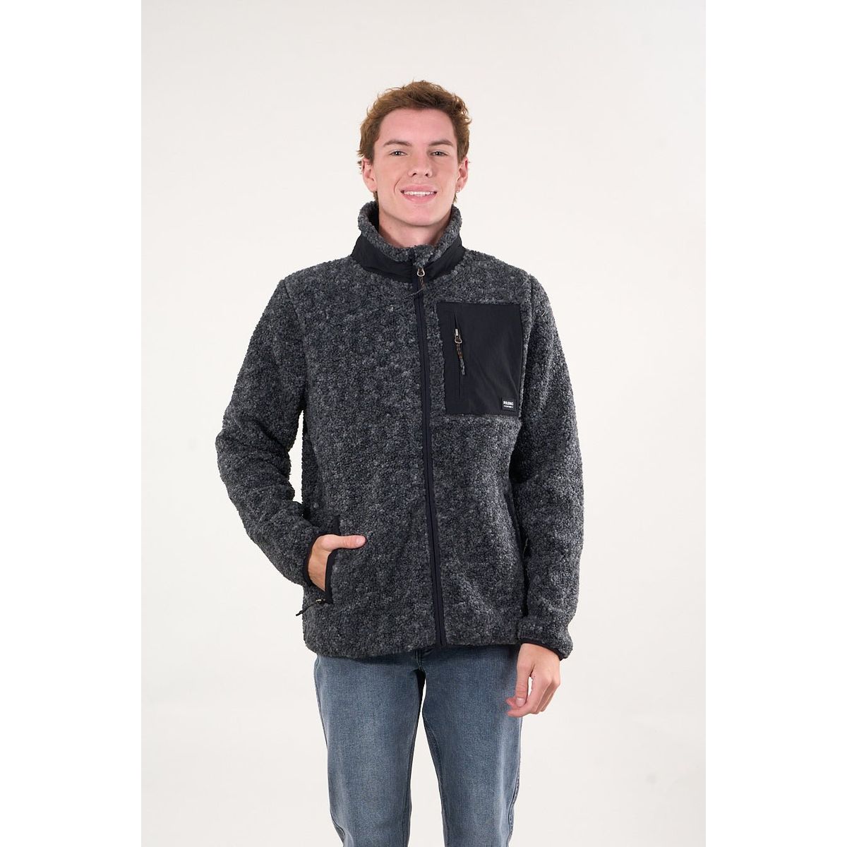 POLEMIC - Poleron Polar Sherpa Bonded con cierre Negro wi8316 Polemic