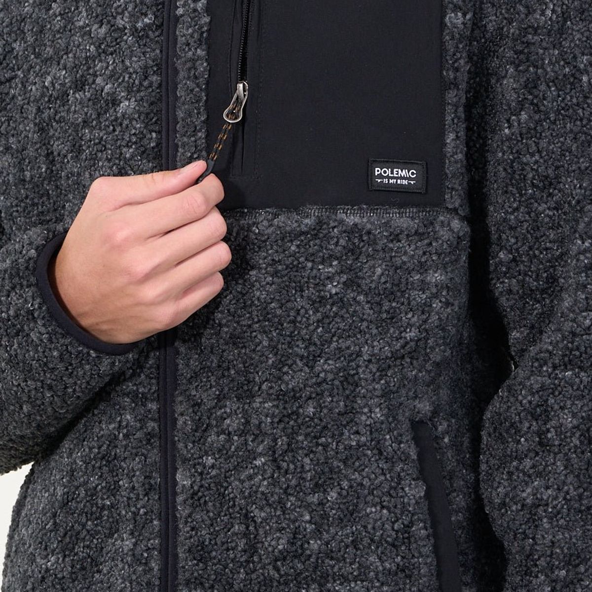 POLEMIC - Poleron Polar Sherpa Bonded con cierre Negro wi8316 Polemic