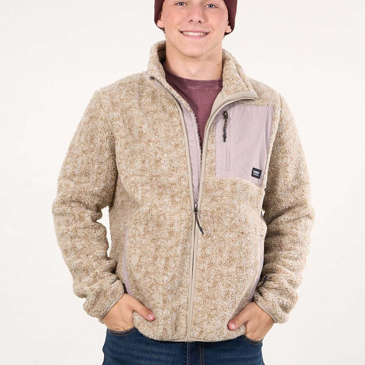 POLEMIC - Poleron Polar Sherpa Bonded con cierre Beige wi8316 Polemic