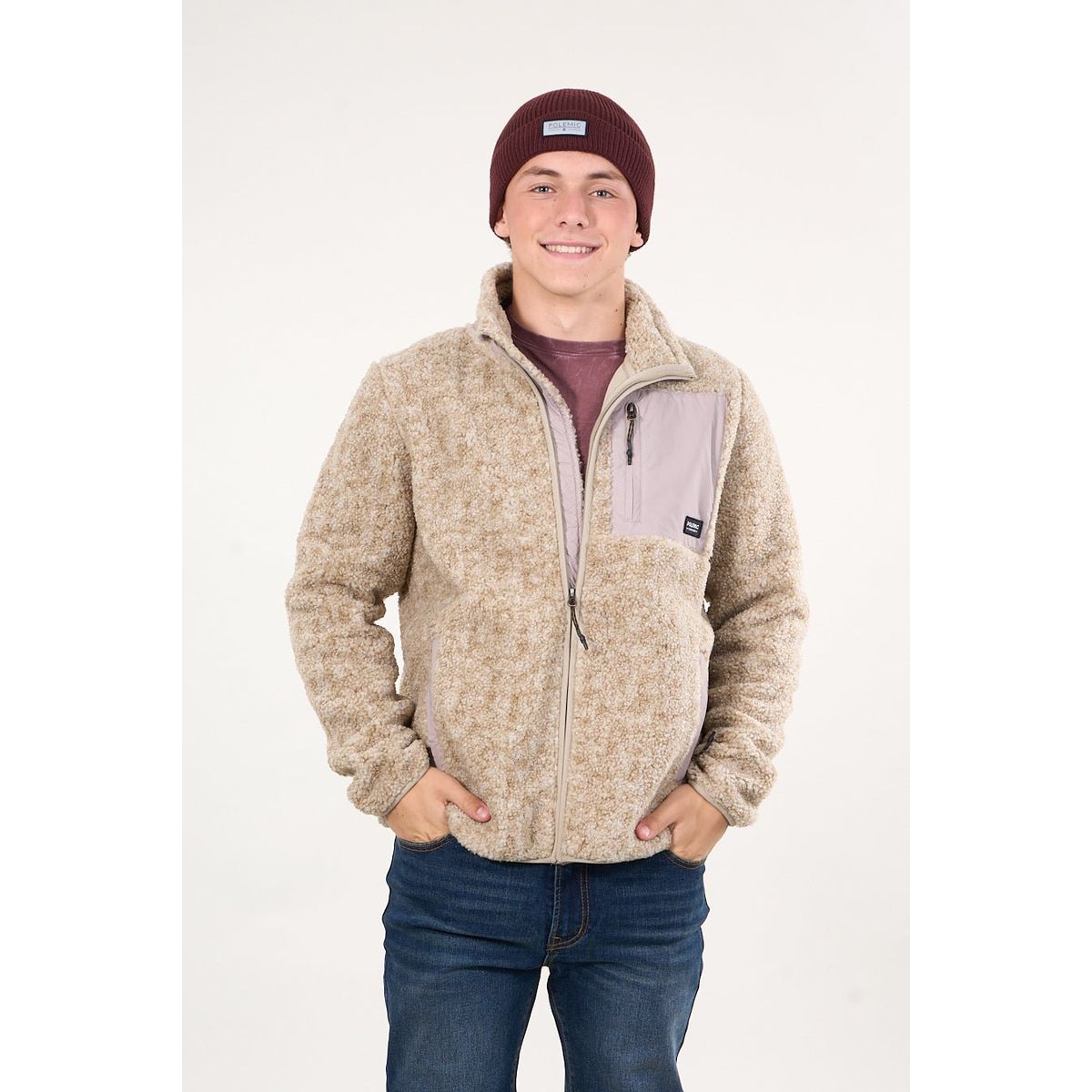 POLEMIC - Poleron Polar Sherpa Bonded con cierre Beige wi8316 Polemic