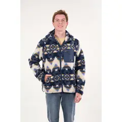 POLEMIC - Poleron Polar Sherpa Bonded con cierre Print Azul wi8318
