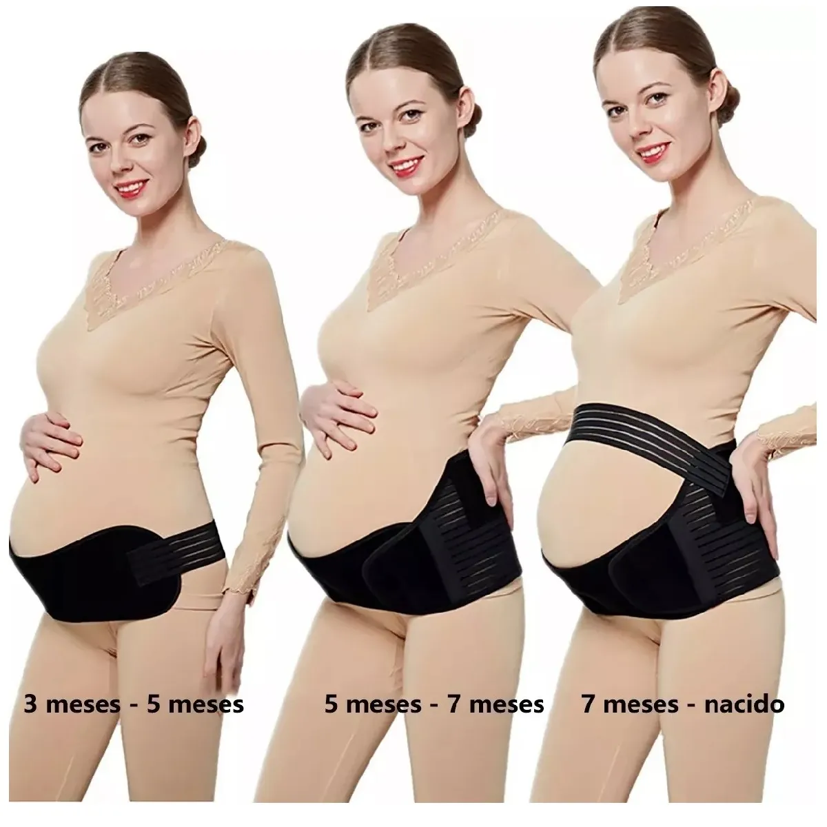 GENERICO - Faja Maternal Soporte Prenatal Embarazada Fajas 3 Etapas Negro XXL