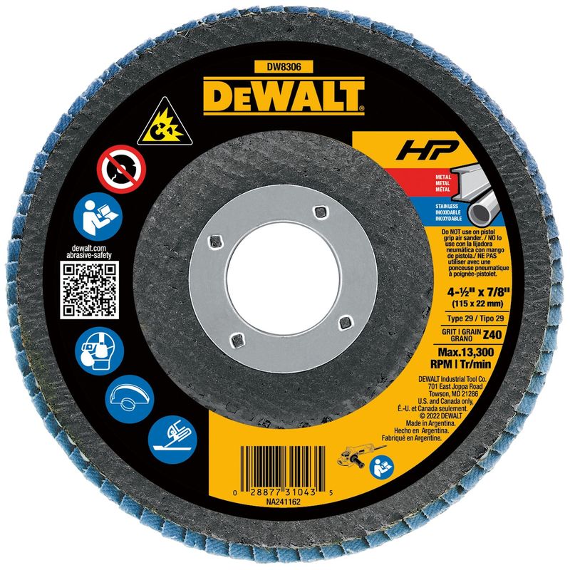 DEWALT - Disco metal/acero inoxidable 4-1/2" G40 DEWALT DW8306SET