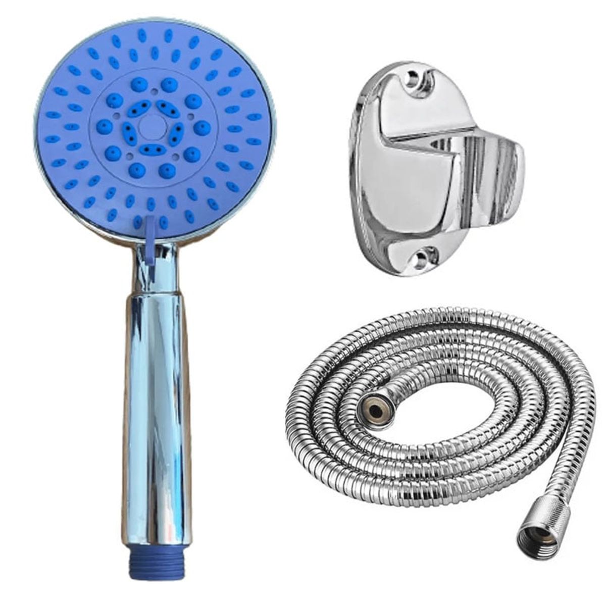 GENERICO - Pack Manguera Flexible 15 m + Soporte + Mango de Ducha Challa - Azul