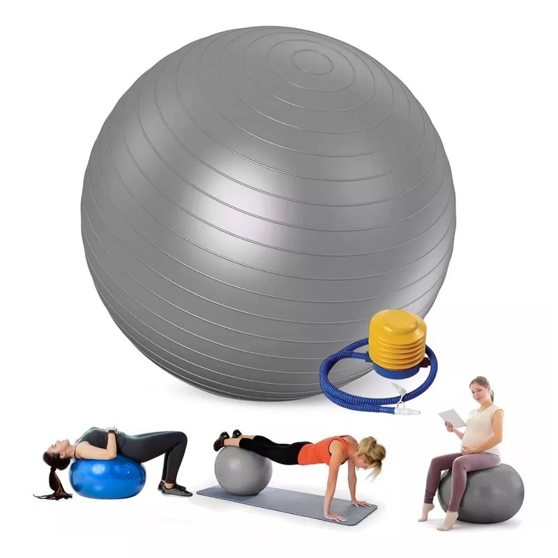 GENERICO - Pelota Balón 85cm Pilates Yoga más Inflador - Color Gris