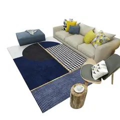 GENERICO - ALFOMBRA AZUL GEOMETRIC 200X240 DELGADA LISA ANTIDESLIZANTE WYM