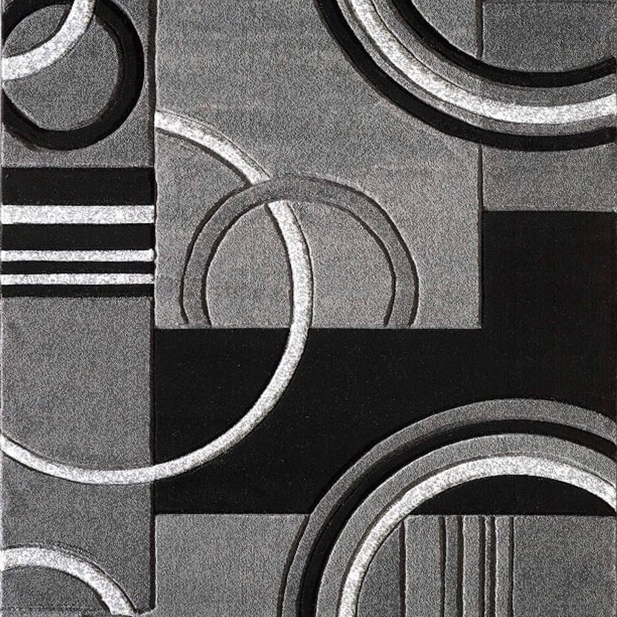 GENERICO - ALFOMBRA GRIS GEOMETRIC 200X240 DELGADA LISA ANTIDESLIZANTE WYM