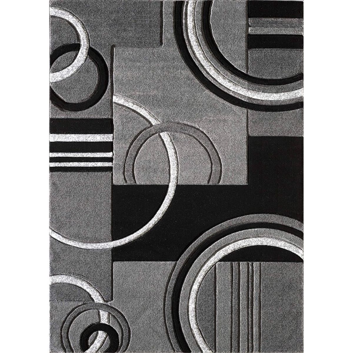 GENERICO - ALFOMBRA GRIS GEOMETRIC 200X240 DELGADA LISA ANTIDESLIZANTE WYM