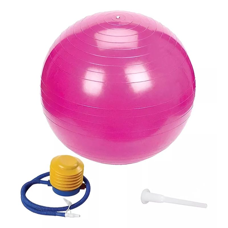 GENERICO - Pelota Balón 75cm Pilates Yoga más Inflador - Color Rosa