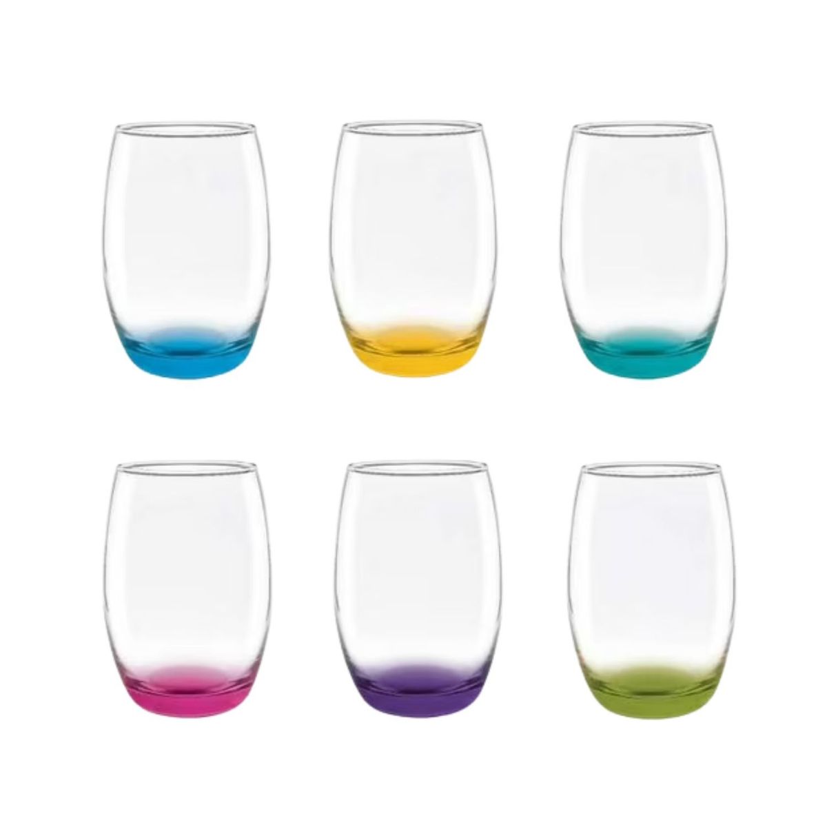 GENERICO - Set 6 Vasos Bajos Mikonos Fondo Color 460cc