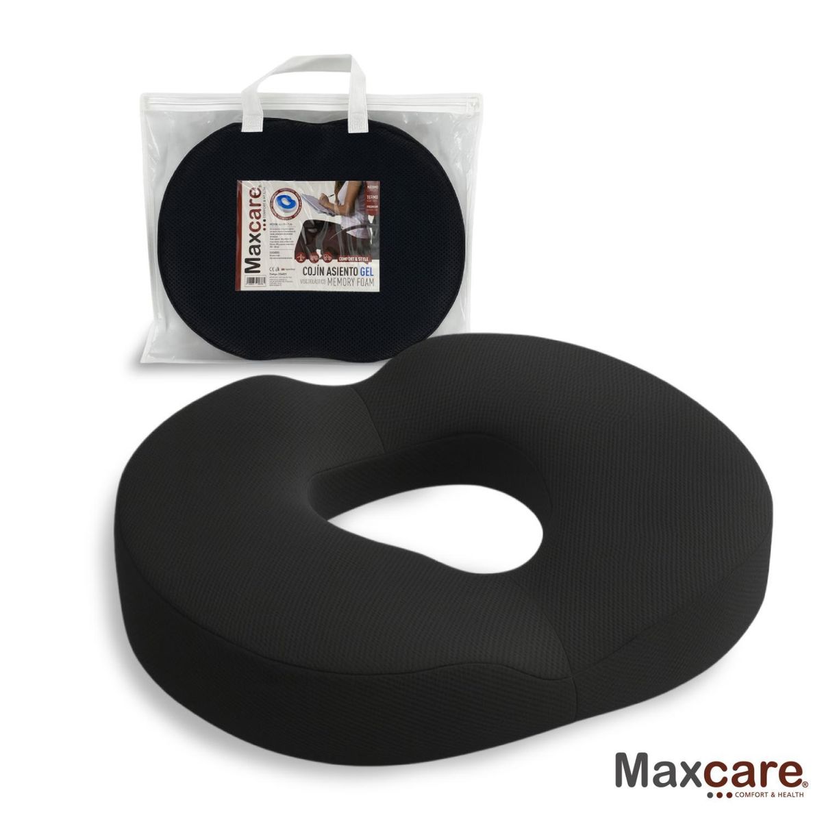 MAXCARE - Cojín Asiento Viscoelástico Gel 44 X 35 X 7 Cm