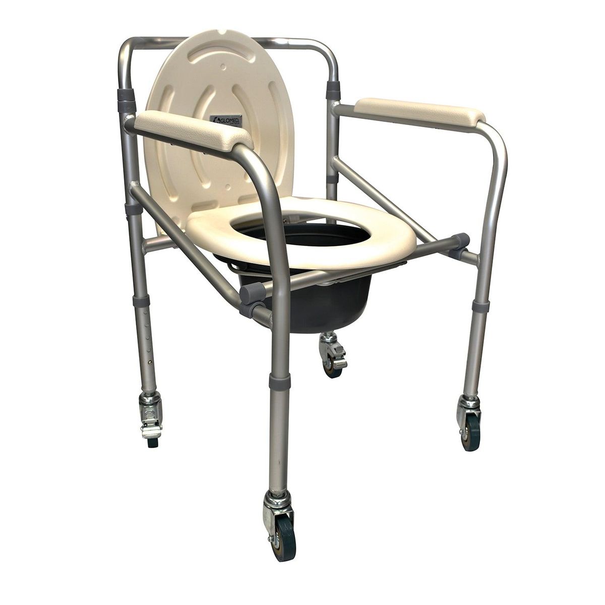 GLOMED - Baño Portátil WC Aluminio Plegable Aluminio Con Ruedas Premium GLOMED
