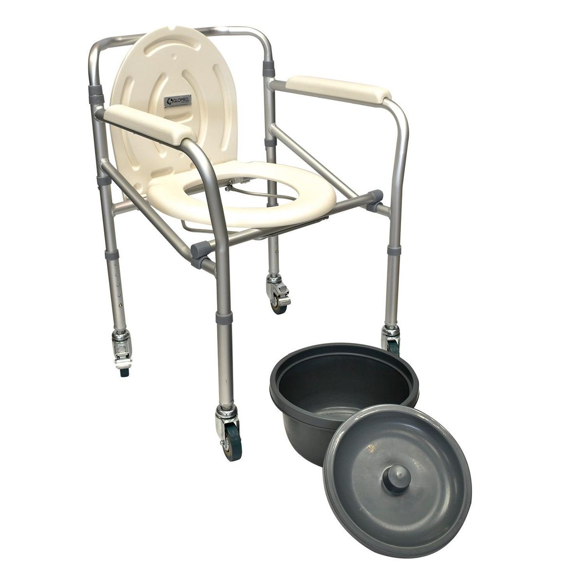 GLOMED - Baño Portátil WC Aluminio Plegable Aluminio Con Ruedas Premium GLOMED