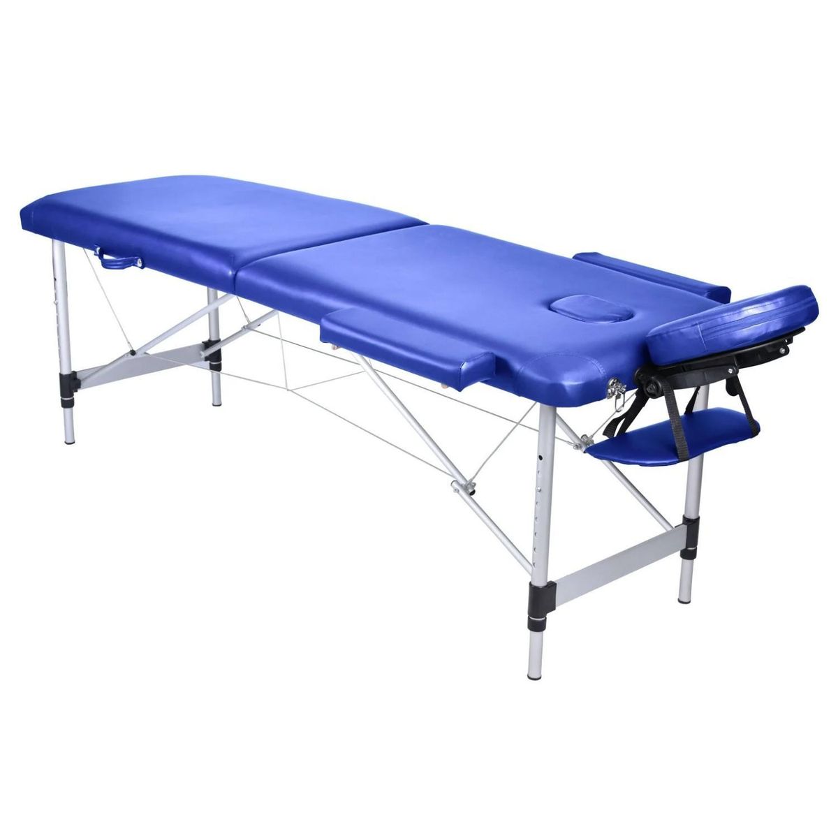 GLOMED - Camilla Masajes Plegable 2 Cuerpos Estándar Aluminio Azul