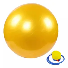 GENERICO - Pelota Balón 75cm Pilates Yoga más Inflador - Color Amarillo