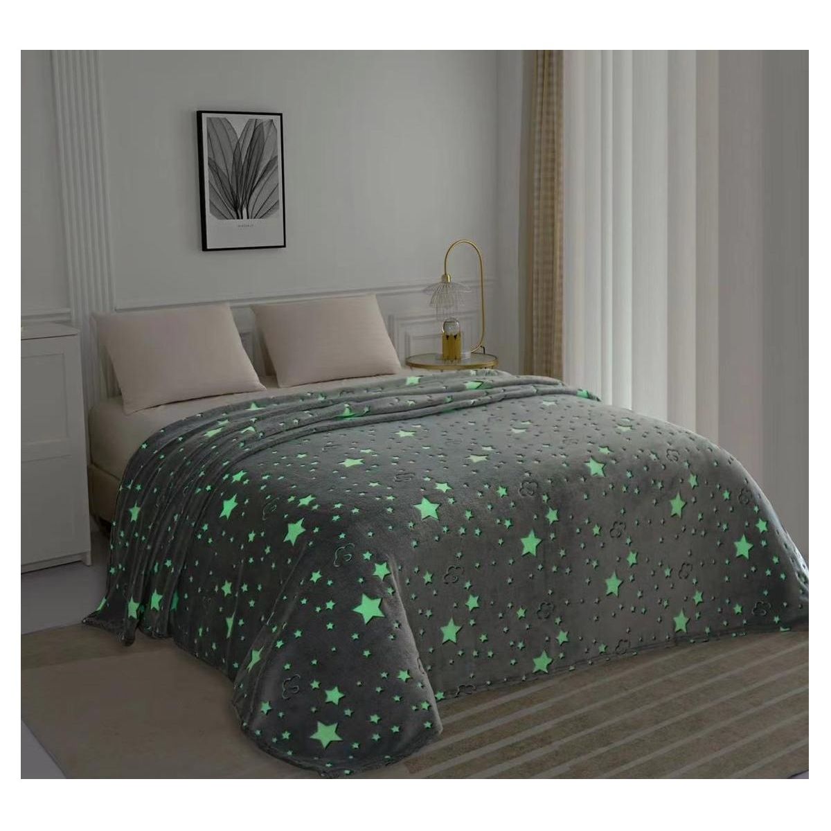 GENERICO - Manta Gris Mágica Luminosa en la Oscuridad 1 Pza. 150x200