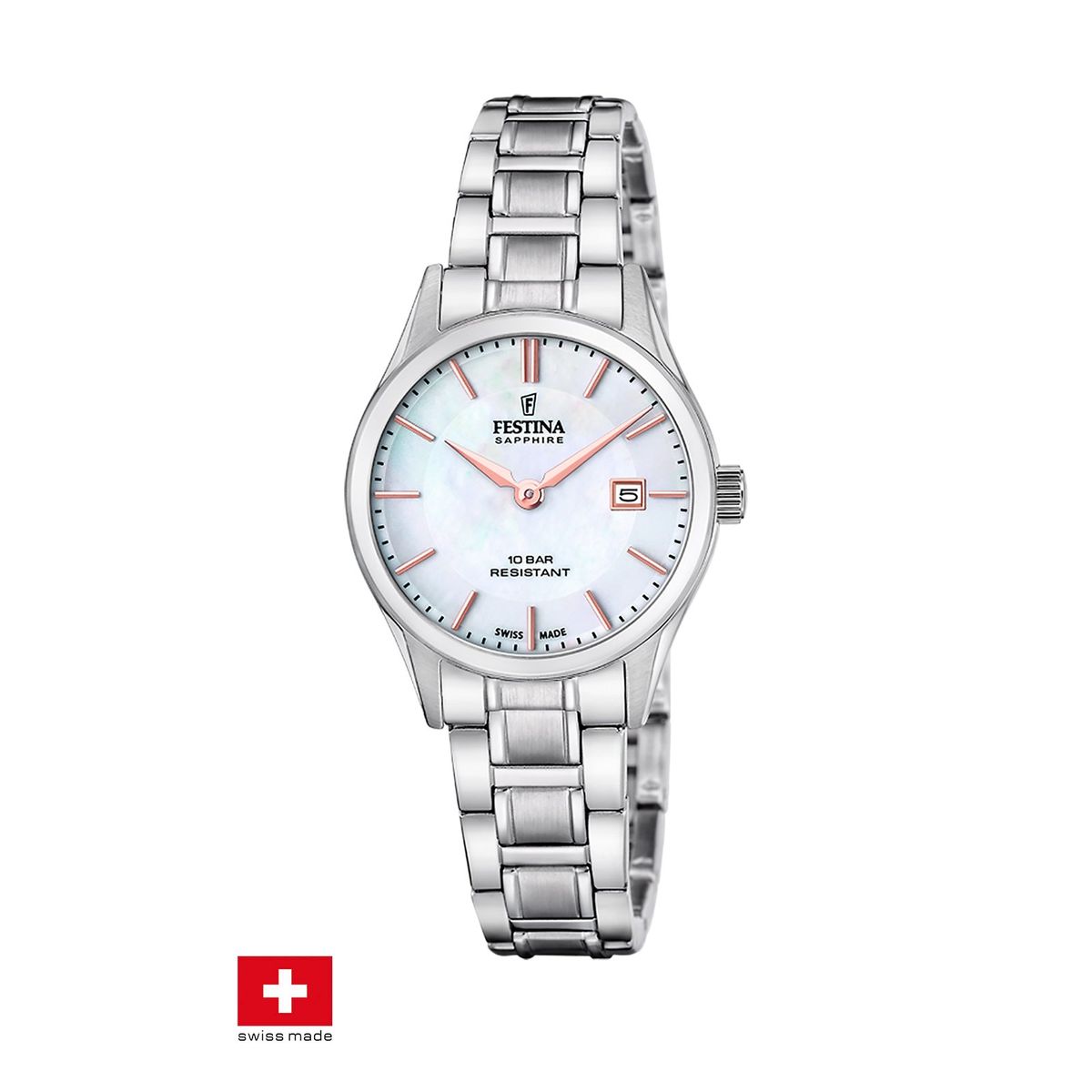 FESTINA SWISS - Reloj F20068/2 Festina Swiss Blanco Mujer Acero Clásico