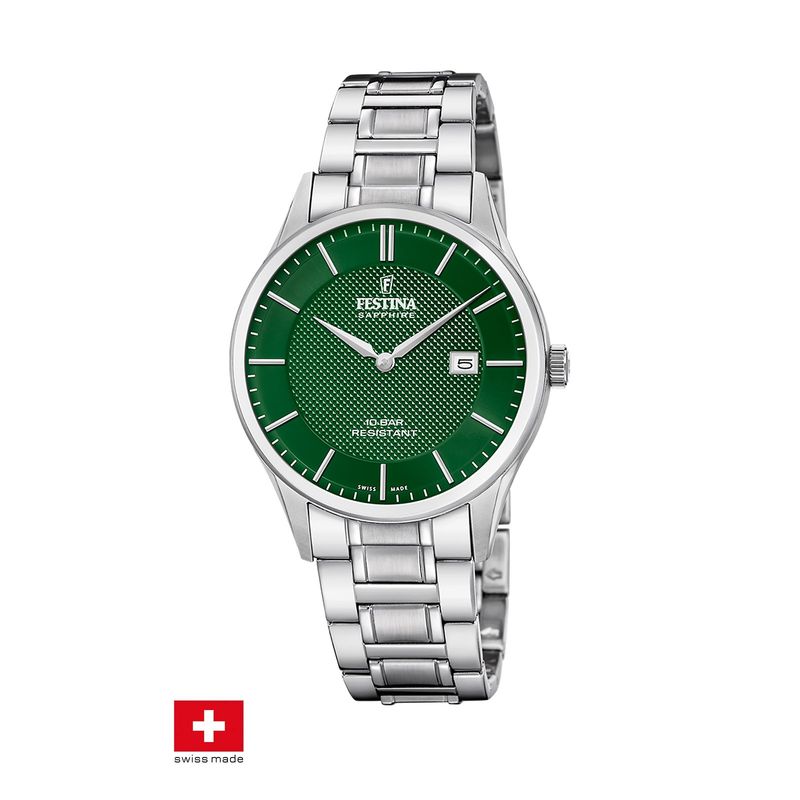 FESTINA SWISS - Reloj F20067/5 Festina Swiss Verde Hombre Acero Clásico