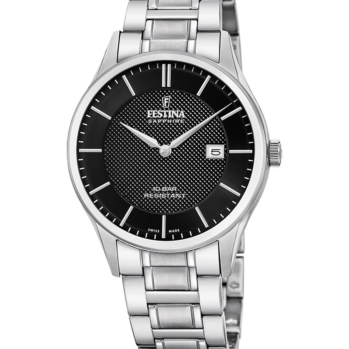 FESTINA SWISS - Reloj F20067/6 Festina Swiss Negro Hombre Acero Clásico