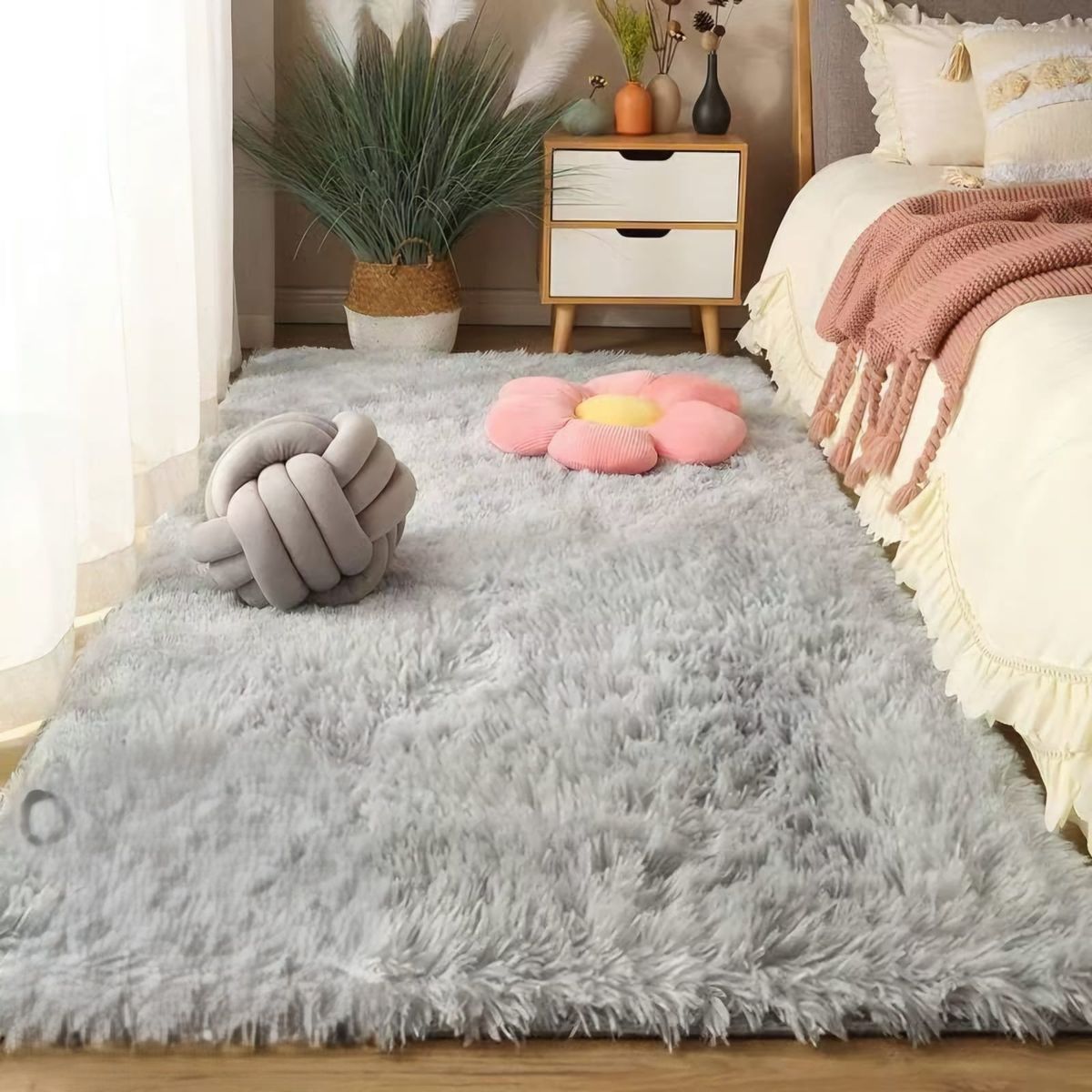 GENERICO - ALFOMBRAS PELO LARGO TIPO PELUCHE SUAVES PARA DECORACION DE HOGAR