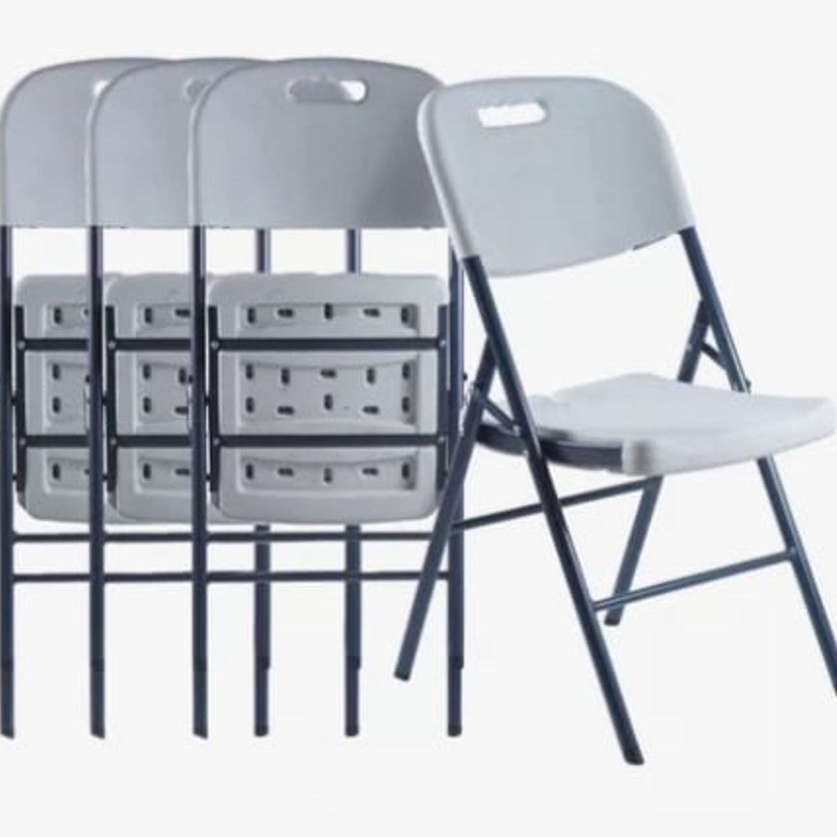 GENERICO - pack 4 silla plegable de plástico color blanca