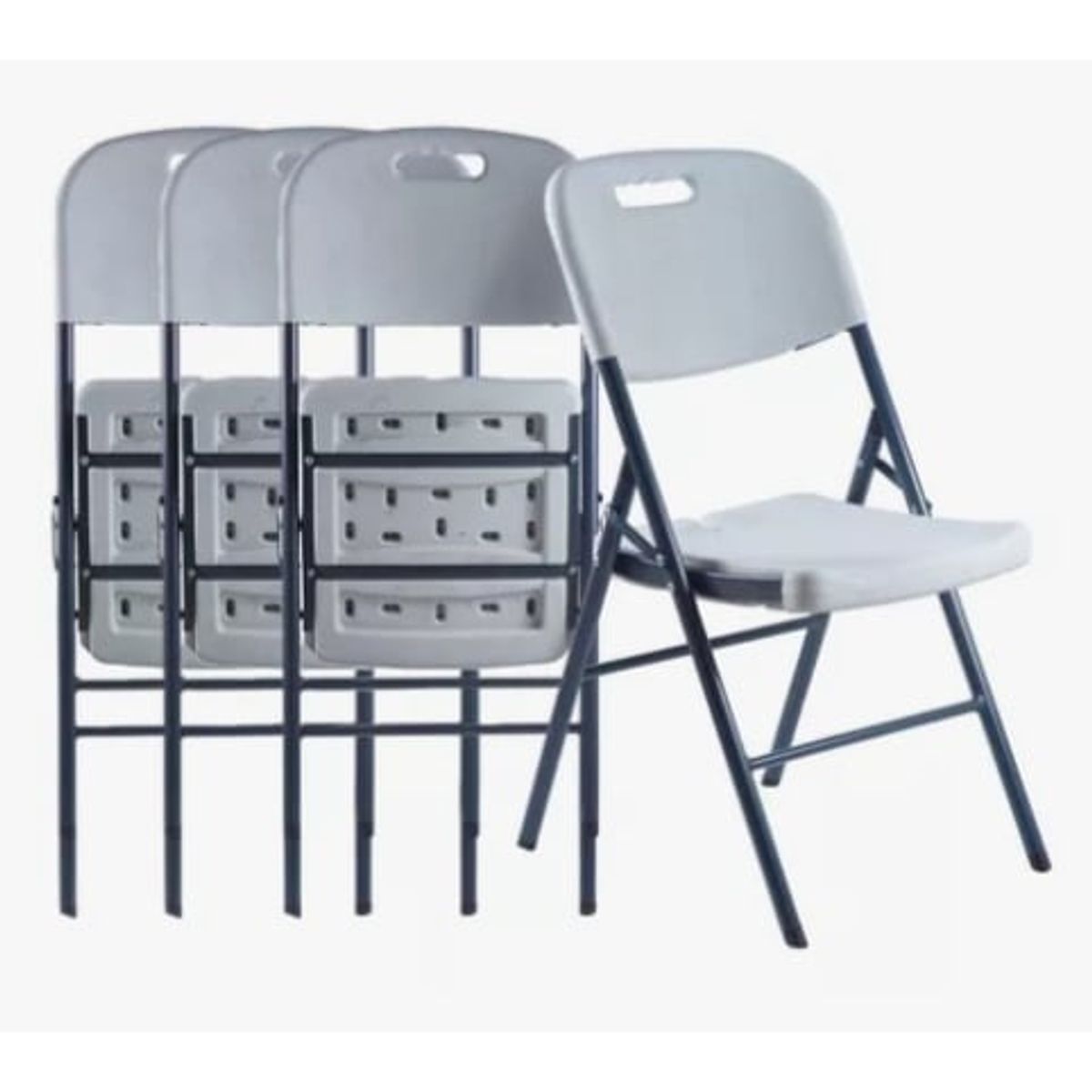 GENERICO - pack 4 silla plegable de plástico color blanca