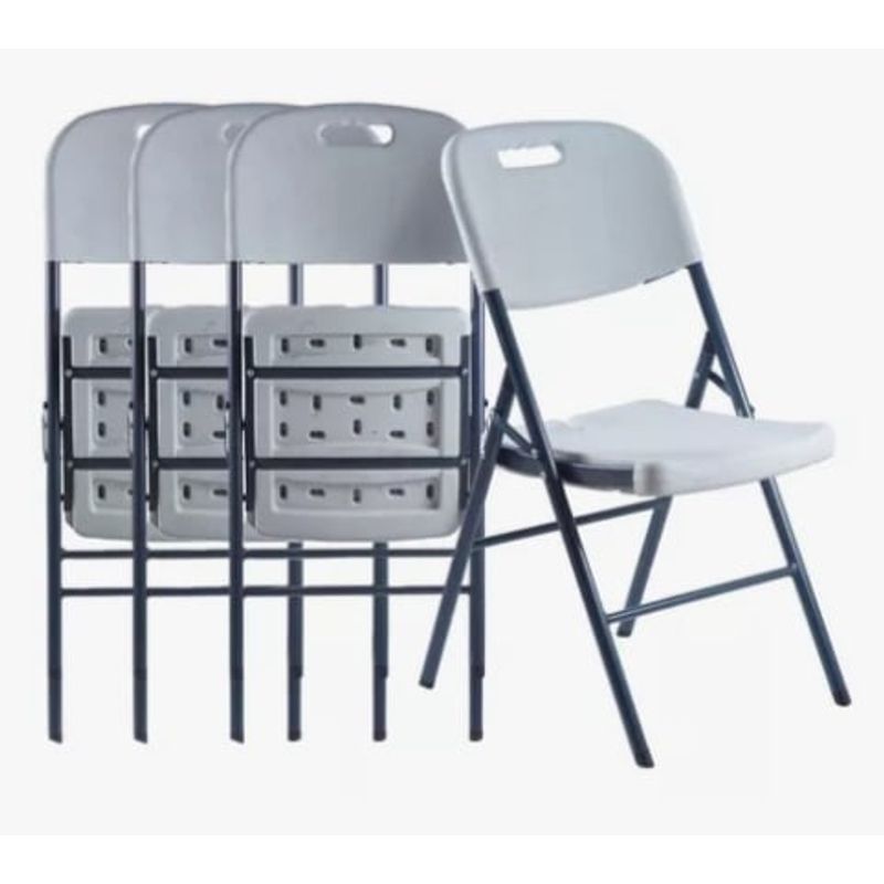 GENERICO - pack 4 silla plegable de plástico color blanca