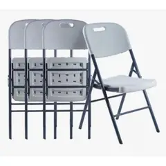 GENERICO - Pack 4 silla plegable de plástico color blanca