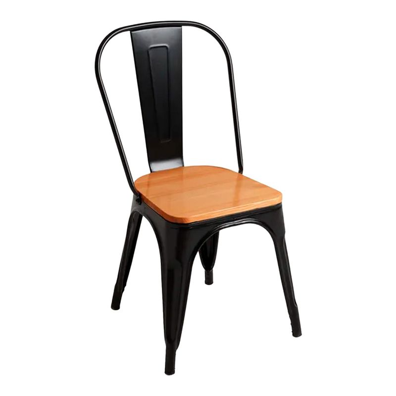 GLOBAL LATIN GROUP - Silla de Metal con Asiento de Madera Diseño Vintage y Elegante