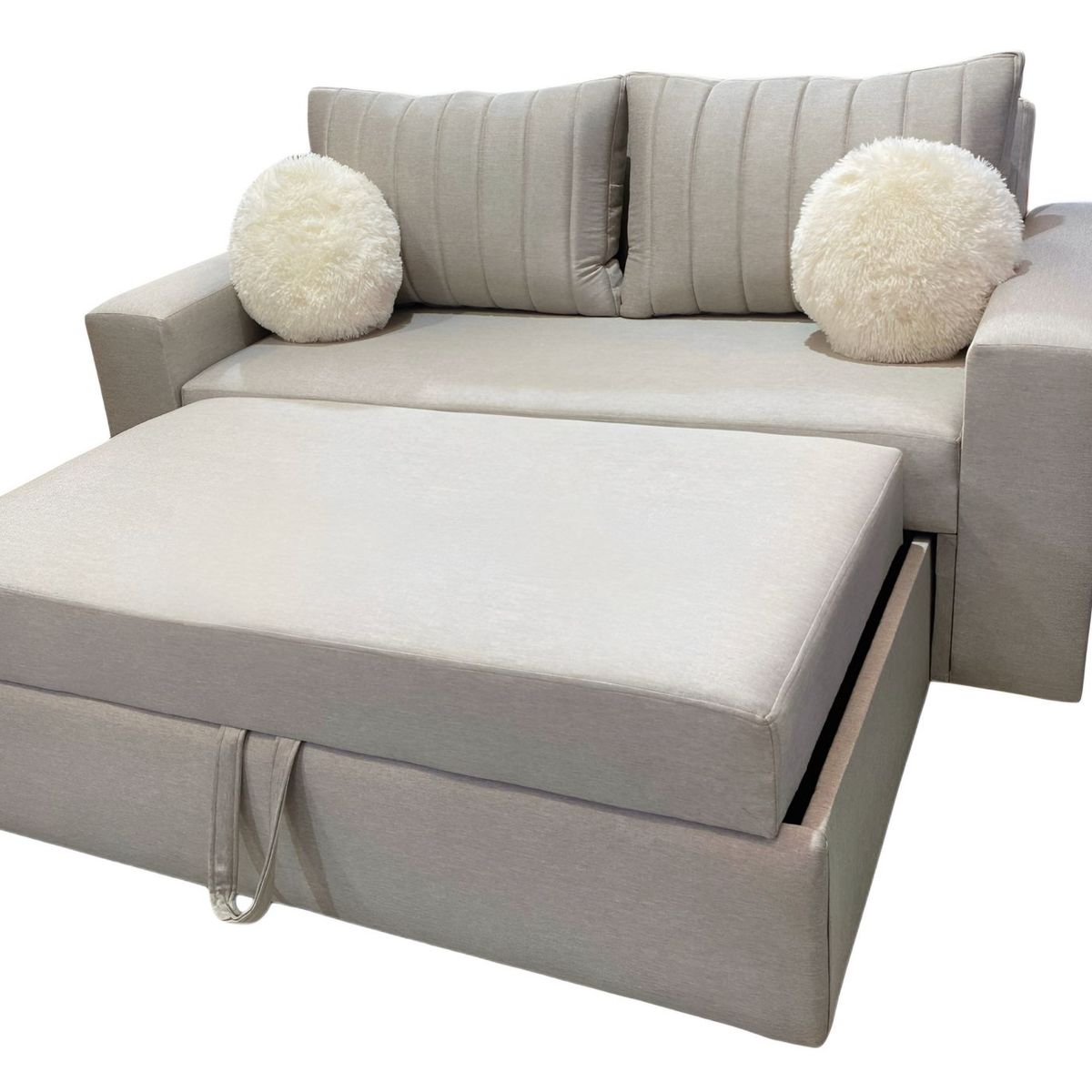 GENERICO - SOFÁ CAMA TRES CUERPOS con resorte color beige