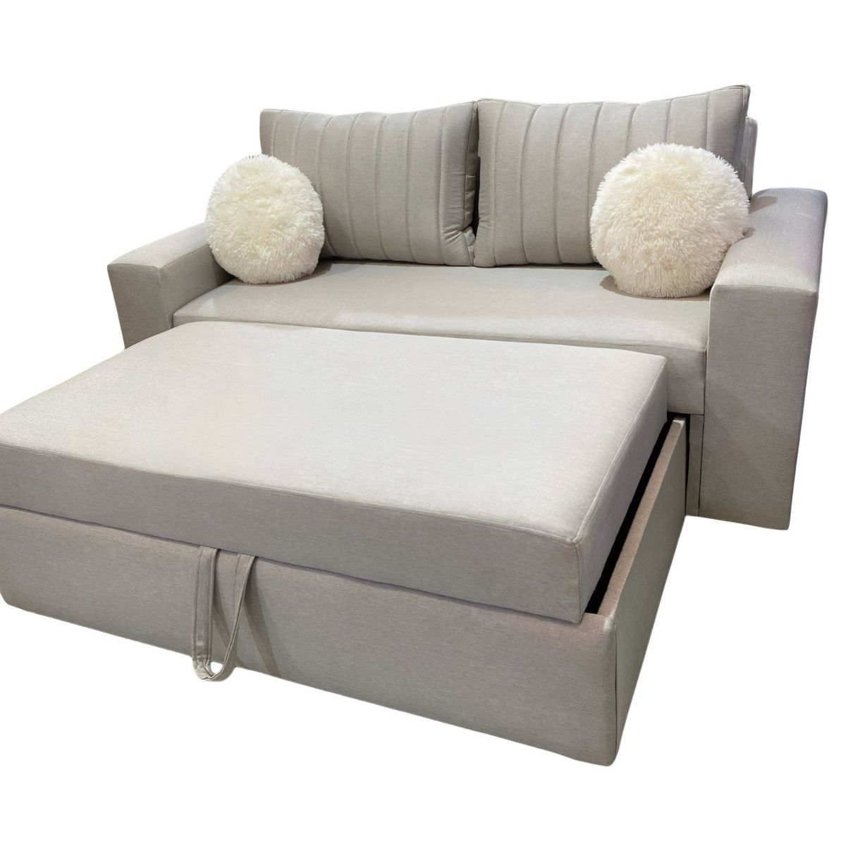 GENERICO - SOFÁ CAMA TRES CUERPOS con resorte color beige