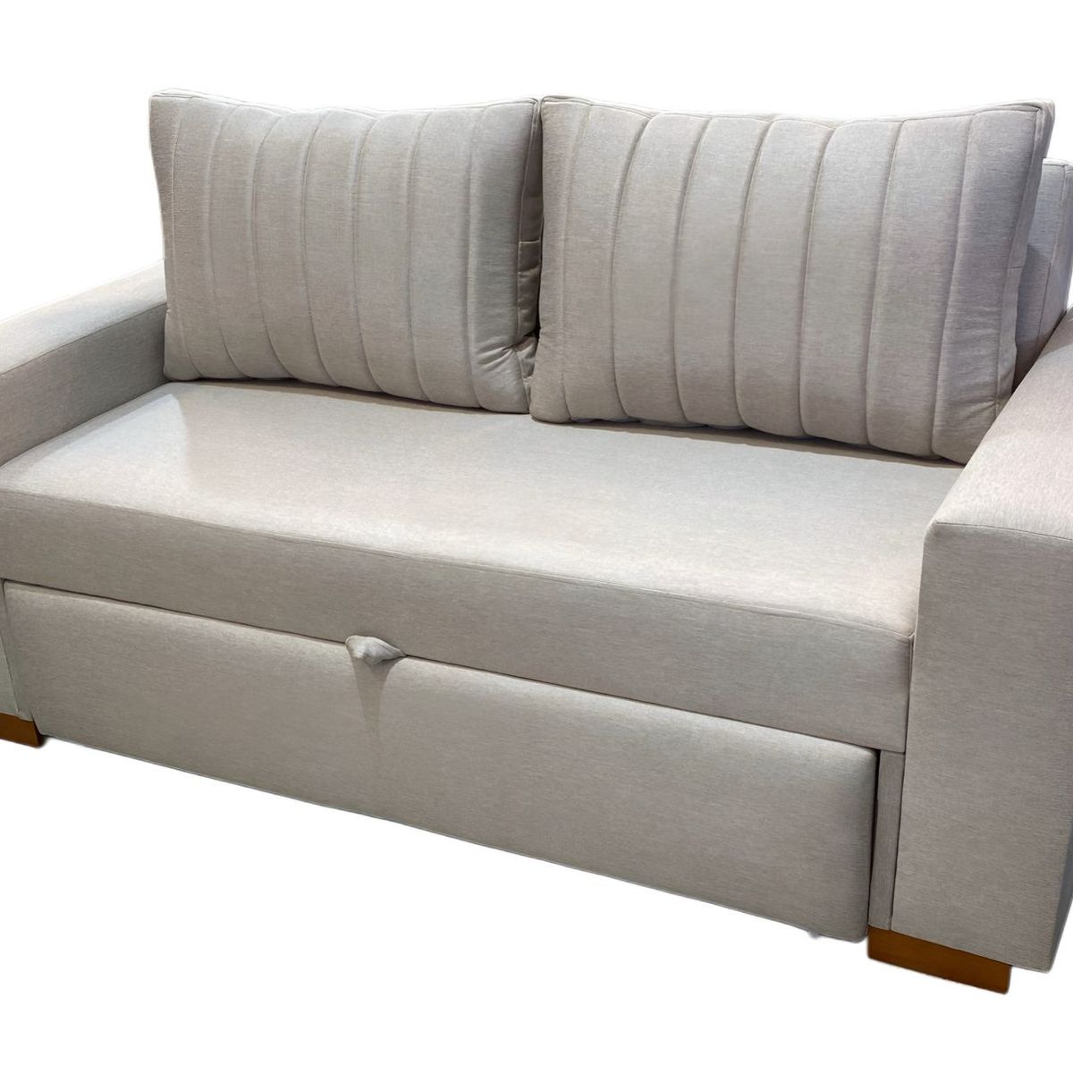 GENERICO - SOFÁ CAMA TRES CUERPOS con resorte color beige