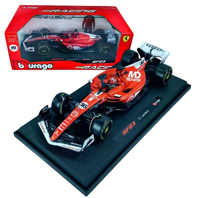 BBURAGO - Auto F1 Ferrari SF-23 Las Vegas 2023 #16 Charles Leclerc Caja Normal 1:18