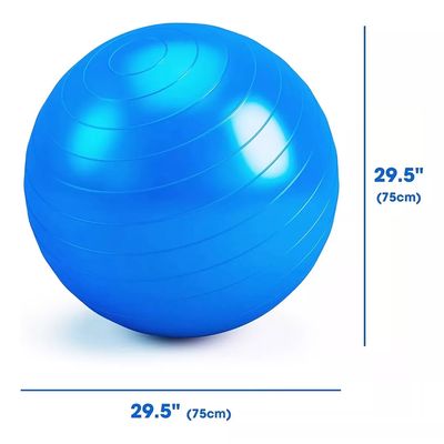 Imagen 2 del producto Pelota Balón 75cm Pilates Yoga más Inflador - Color Azul