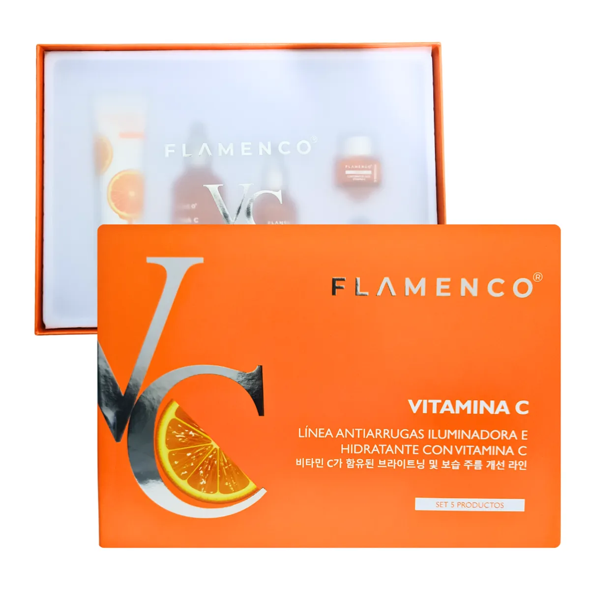 FLAMENCO - Set Cuidado Facial Vitamina C Iluminador Serum tónico crema