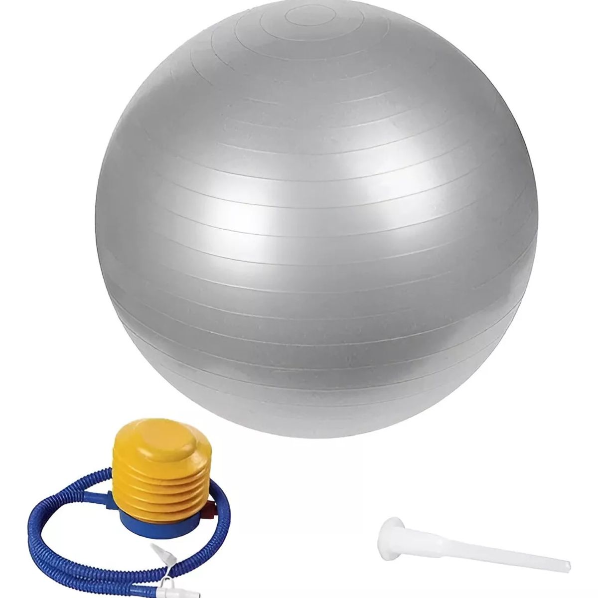 GENERICO - Pelota Balón 75cm Pilates Yoga más Inflador - Color Gris