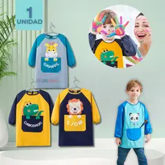 UTILISIMO - Delantal Infantil Niño Manga Larga Con Bolsillo Colores Surtidos