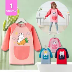 UTILISIMO - Delantal Infantil Niña Manga Larga Con Bolsillo Colores Surtidos