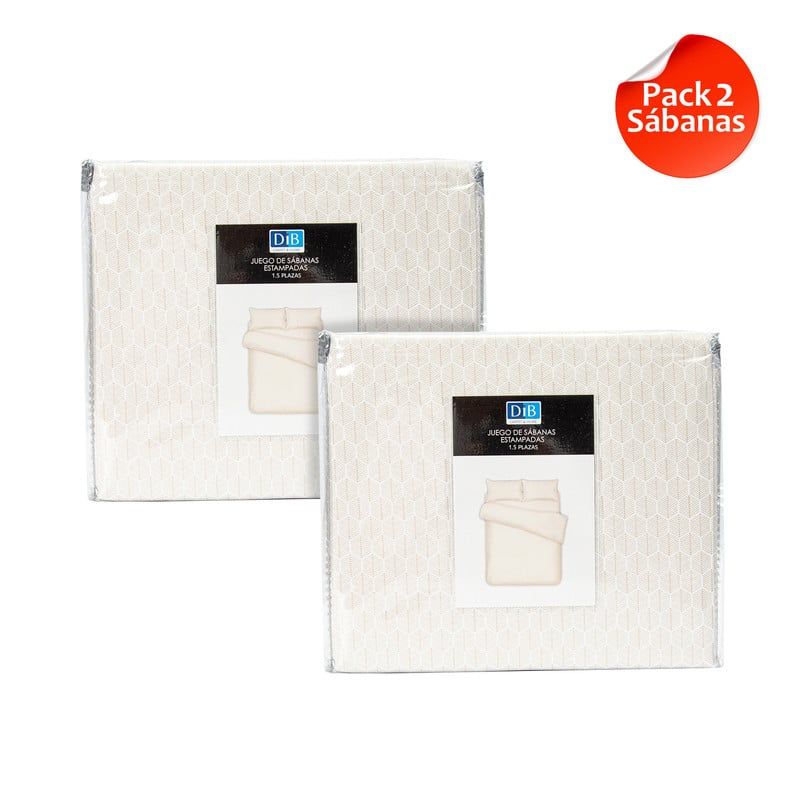 DIB - Pack 2 Sabanas Estampadas 15P Panal Beige.