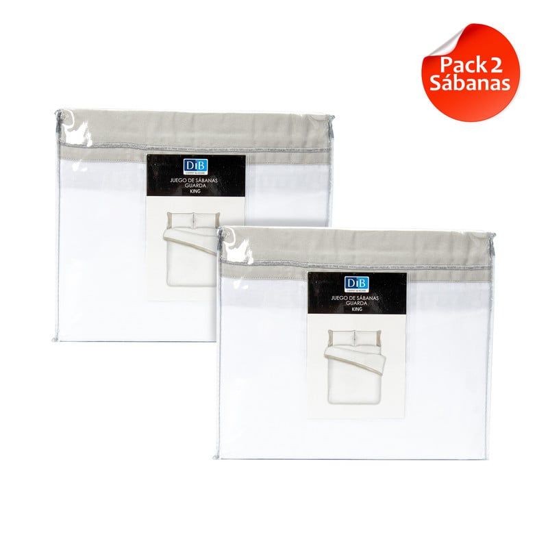 DIB - Pack 2 Sabanas Guarda King Guarda Gris.