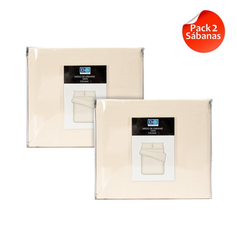 DIB - Pack 2 Sabanas Lisas 2P Crudo