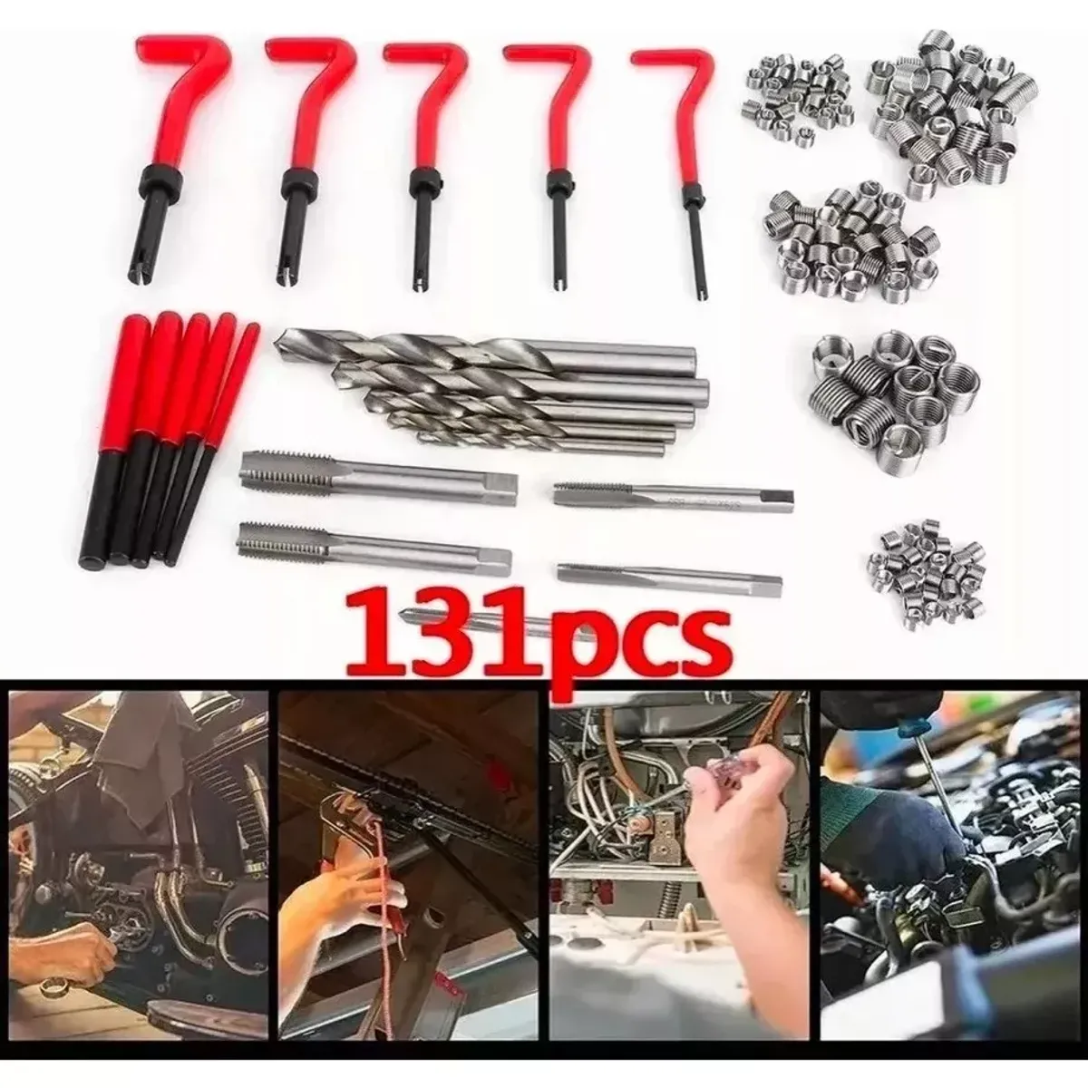 GENERICO - Kit 131 Insertos Helicoil Reparacion Hilos Dañados