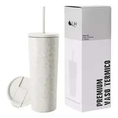 GENERICO - Vaso térmico mug LH 700 lt acero inoxidable blanco leopardo