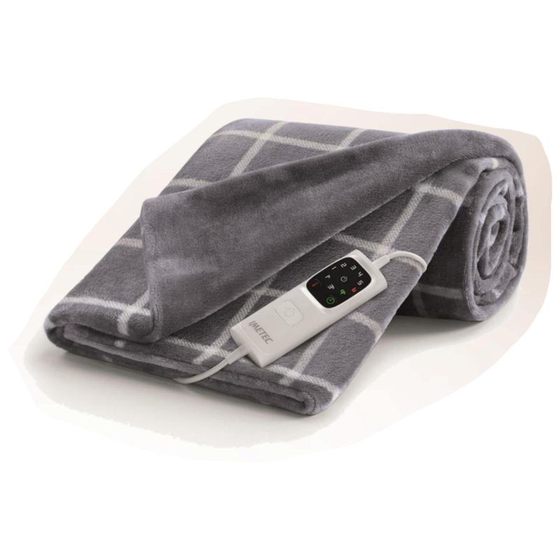 IMETEC - Manta Electrica Calentamiento Rapido 150x95cm 150W Gris Cuadrille