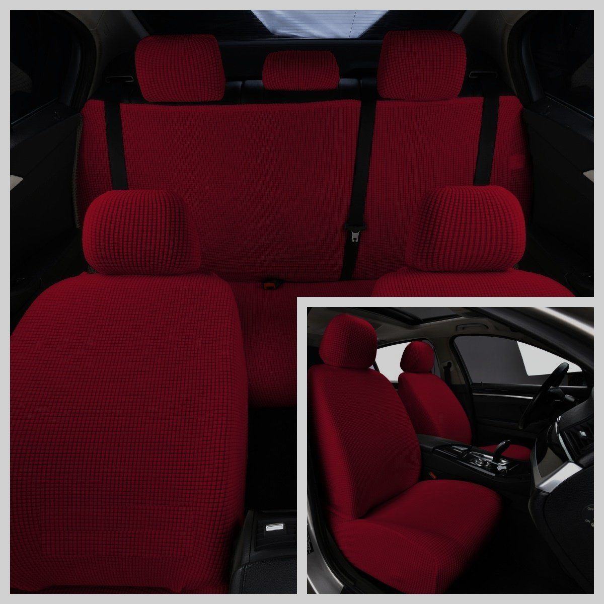 GENERICO - FUNDA ASIENTO DE AUTOS SET DE 3 PZA TELA CUADRILLE TENG FEI