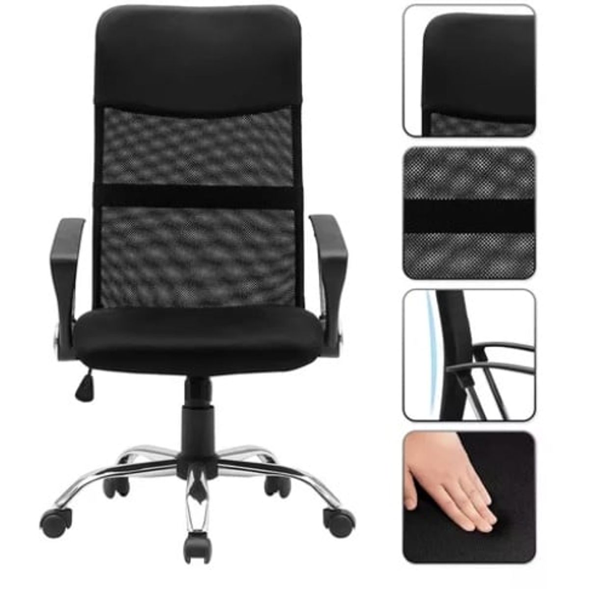 GENERICO - Silla De Oficina Ergonómico Cuero Con Malla Color Negro