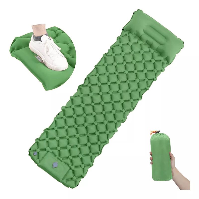 GENERICO - Colchoneta De Dormir Inflable Con Bomba De Pie-Verde